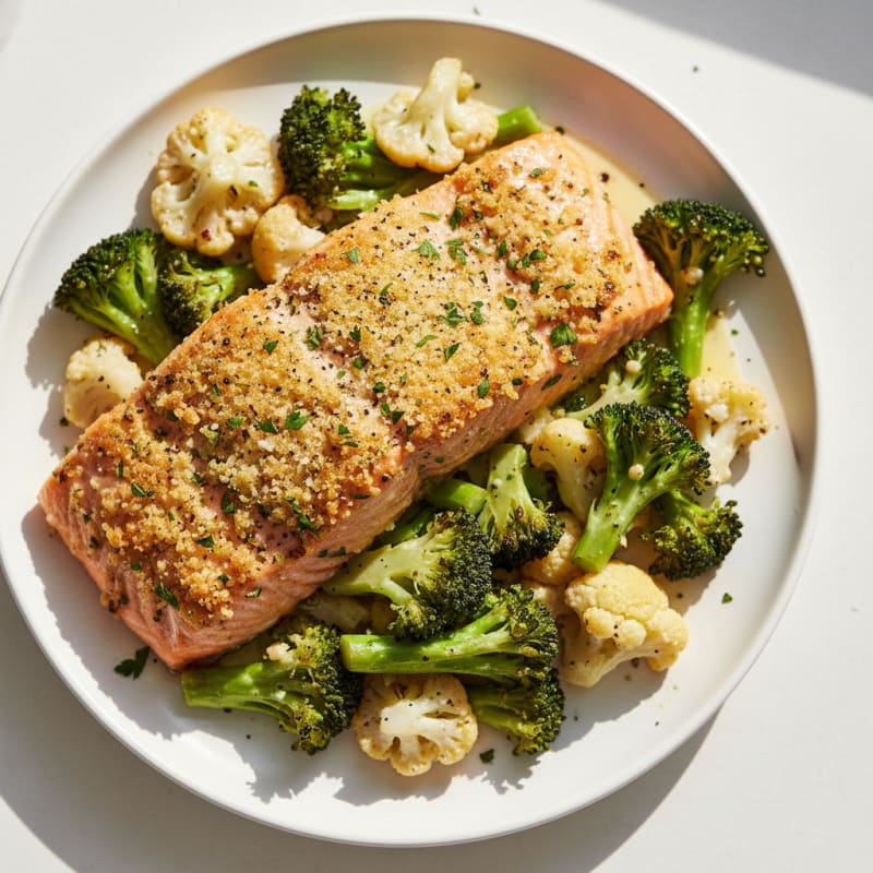 Golden Herb-Crusted Salmon with Roasted Vegetables