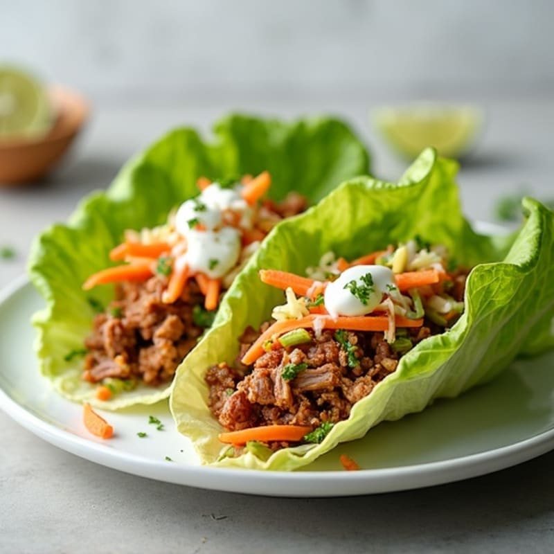 Tender Pulled Pork Lettuce Wraps with Crunchy Slaw