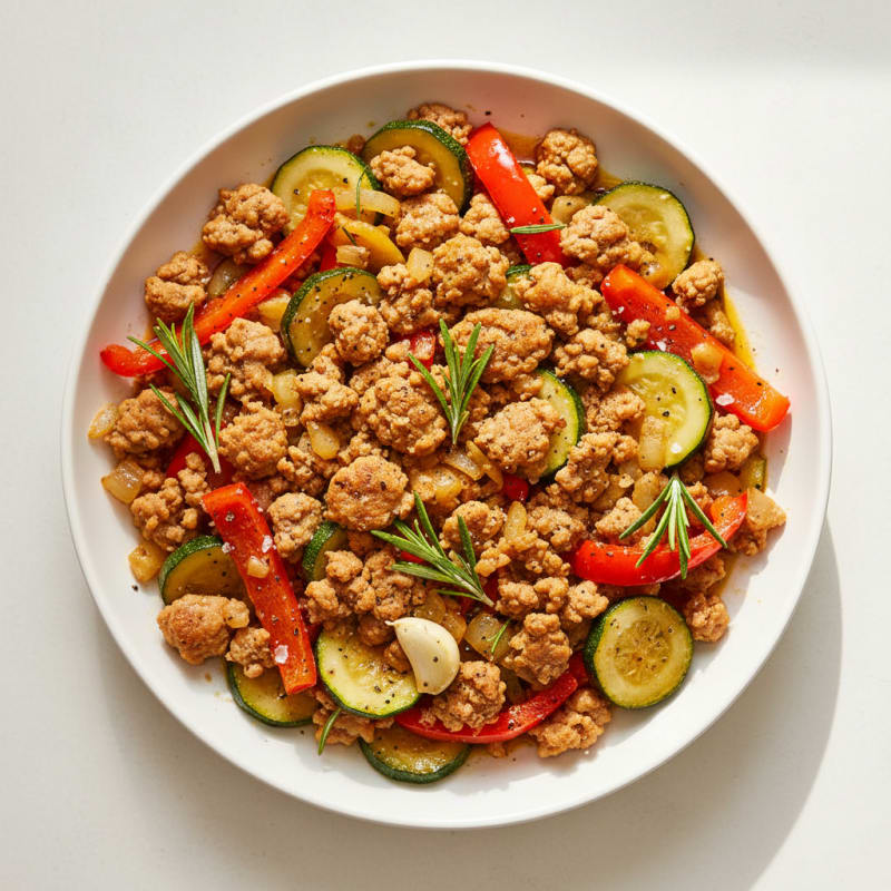 Tender Rosemary Ground Turkey Skillet
