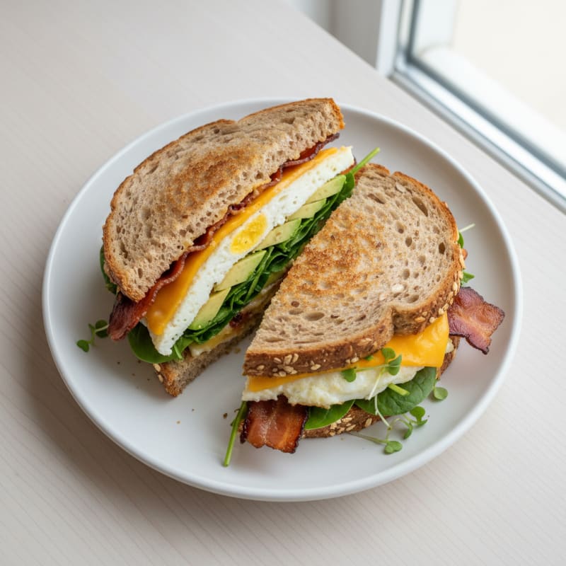 Egg White and Turkey Bacon Sandwich on Whole Grain Bread