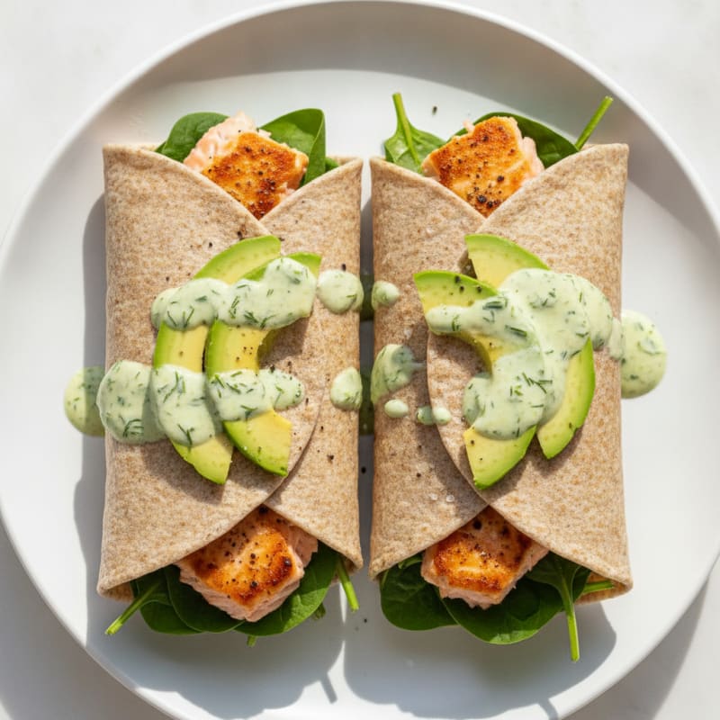 Salmon and Avocado Wraps with Dill