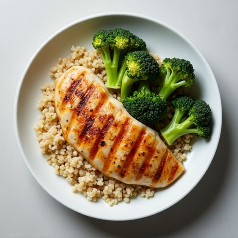 Grilled Chicken Breast with Roasted Broccoli and Quinoa