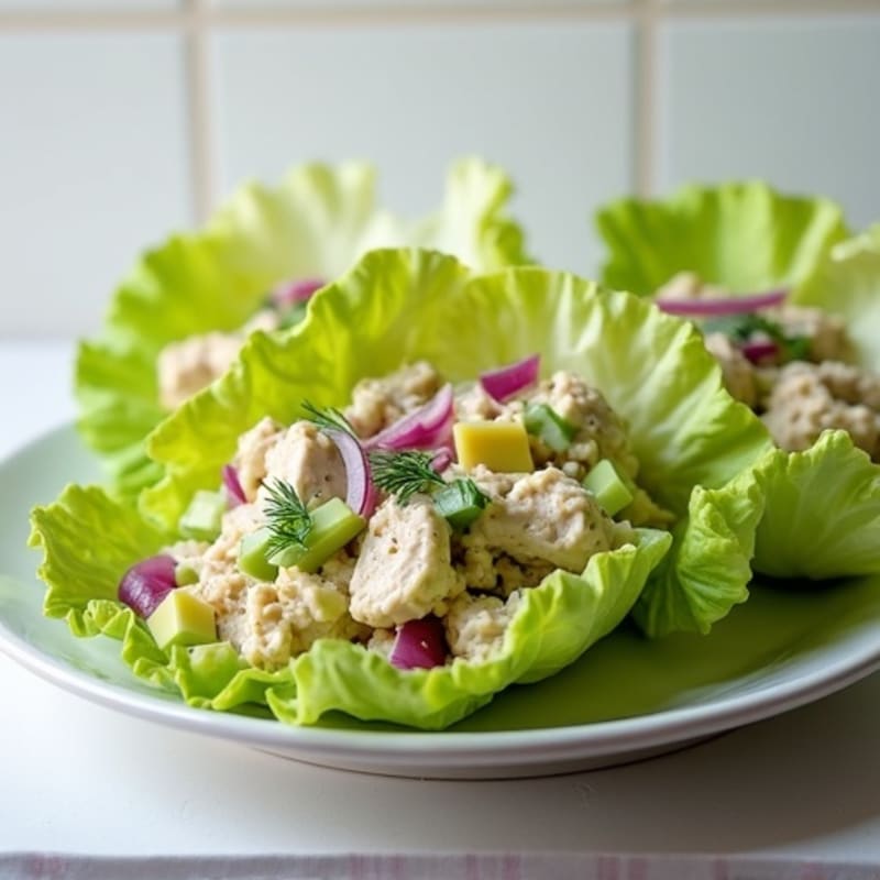 Creamy Dill Chicken Salad Lettuce Wraps