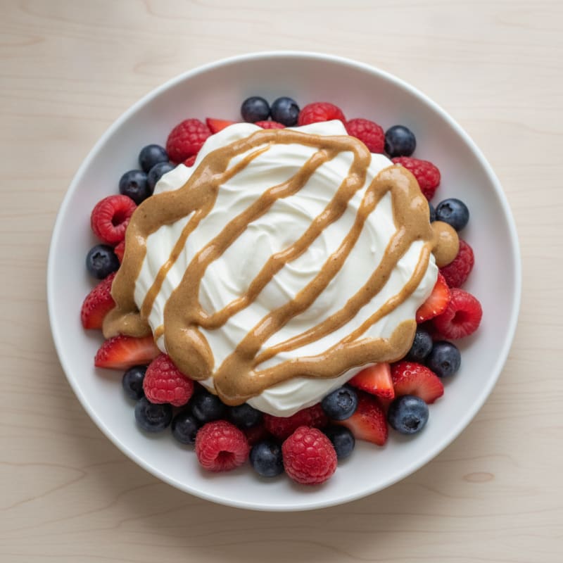 Greek Yogurt Protein Parfait with Mixed Berries and Almond Butter