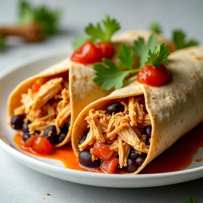Spicy Shredded Chicken and Black Bean Burritos