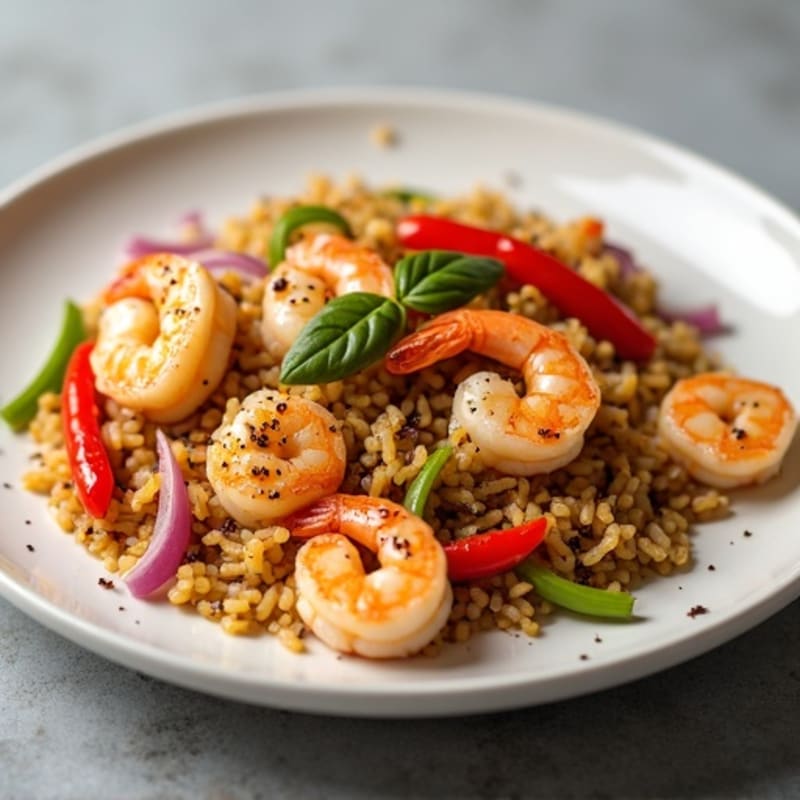 Spicy Chicken and Shrimp with Hearty Rice and Vegetables