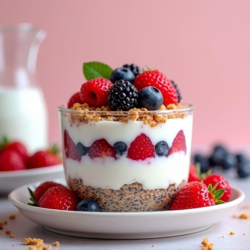Creamy Greek Yogurt Parfait with Chia Seeds and Mixed Berries