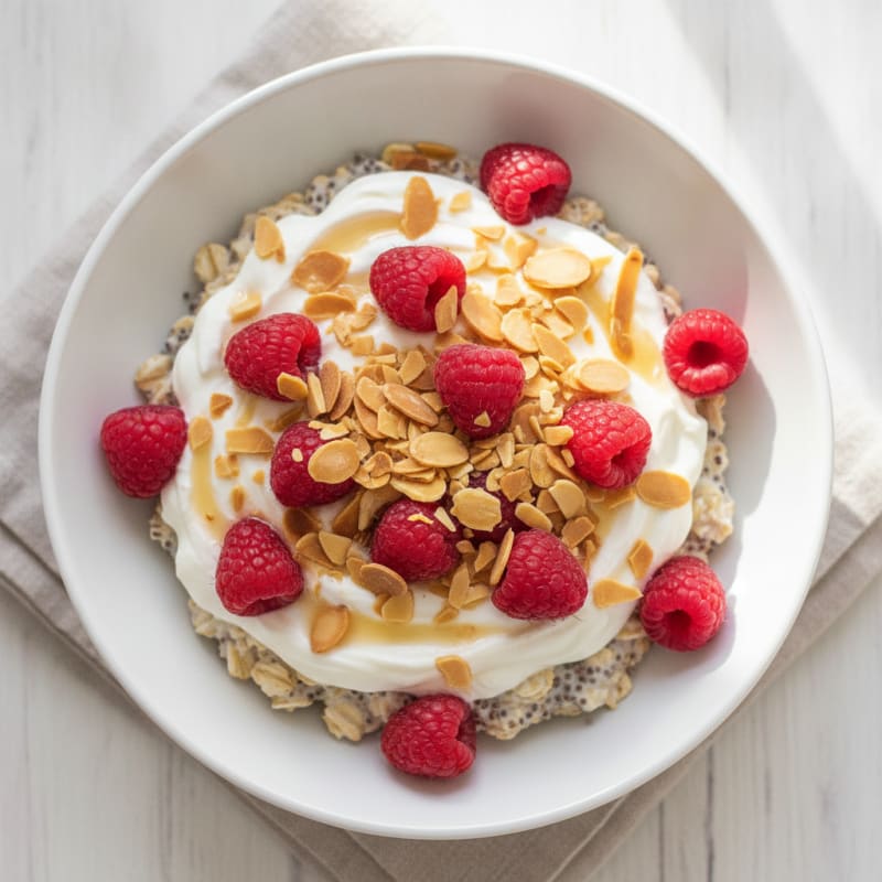 Overnight Oats with Greek Yogurt and Protein Powder