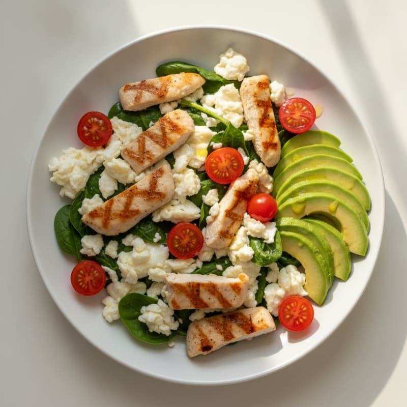 Scrambled Egg Whites with Grilled Chicken and Spinach