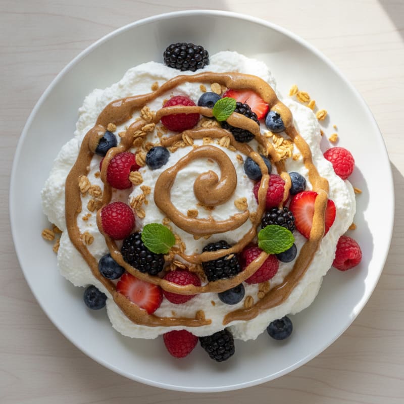 Greek Yogurt Protein Mousse with Mixed Berries