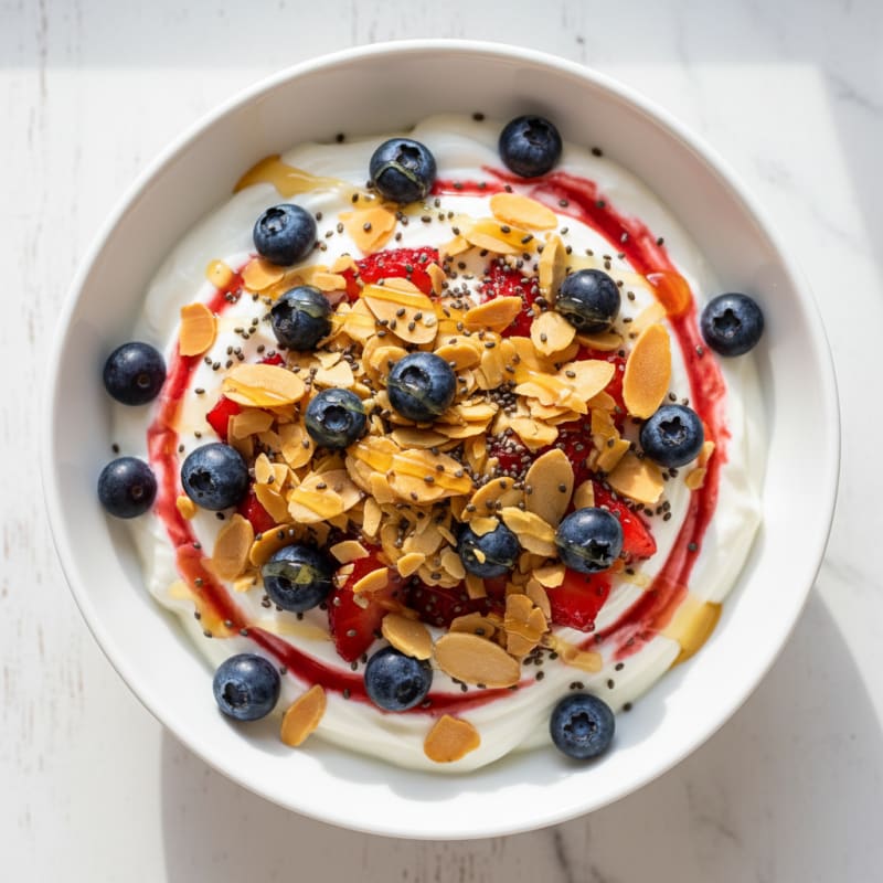 Greek Yogurt Parfait with Fresh Berries and Almonds