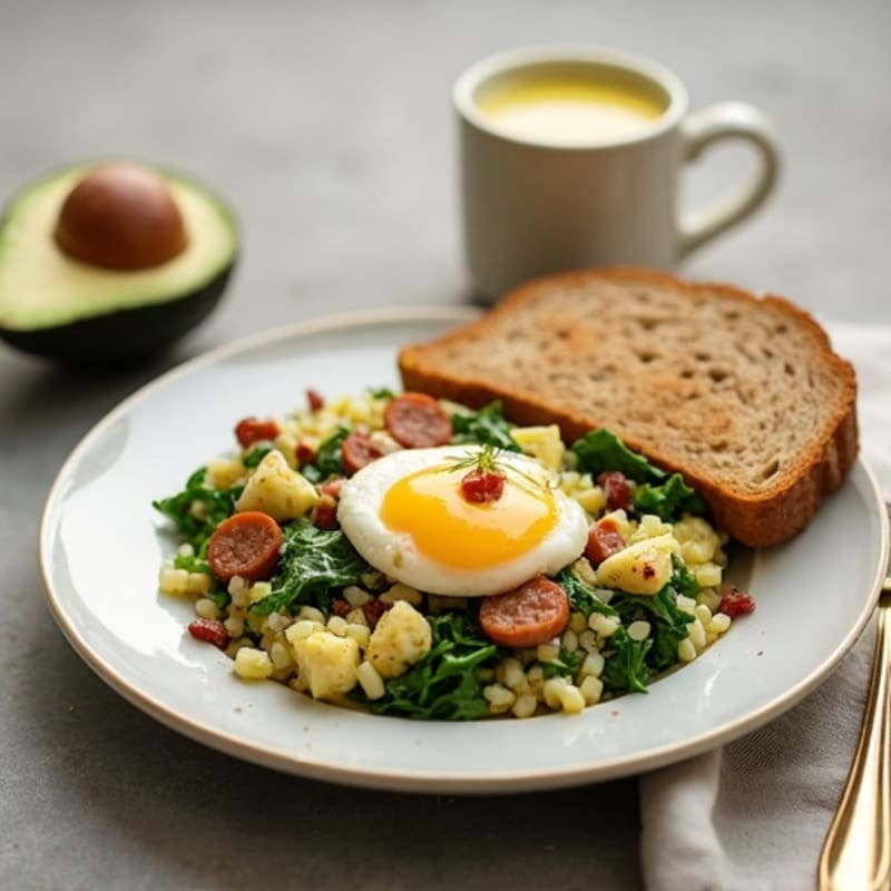 Egg White and Spinach Scramble with Turkey Sausage