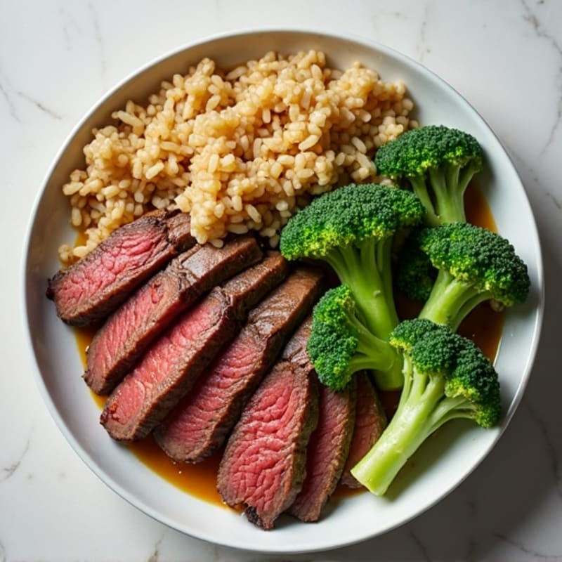 Lean Beef and Crispy Broccoli with Brown Rice