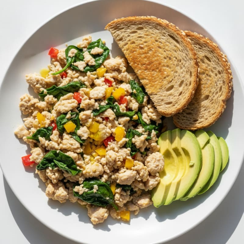 Egg White and Chicken Scramble with Toast
