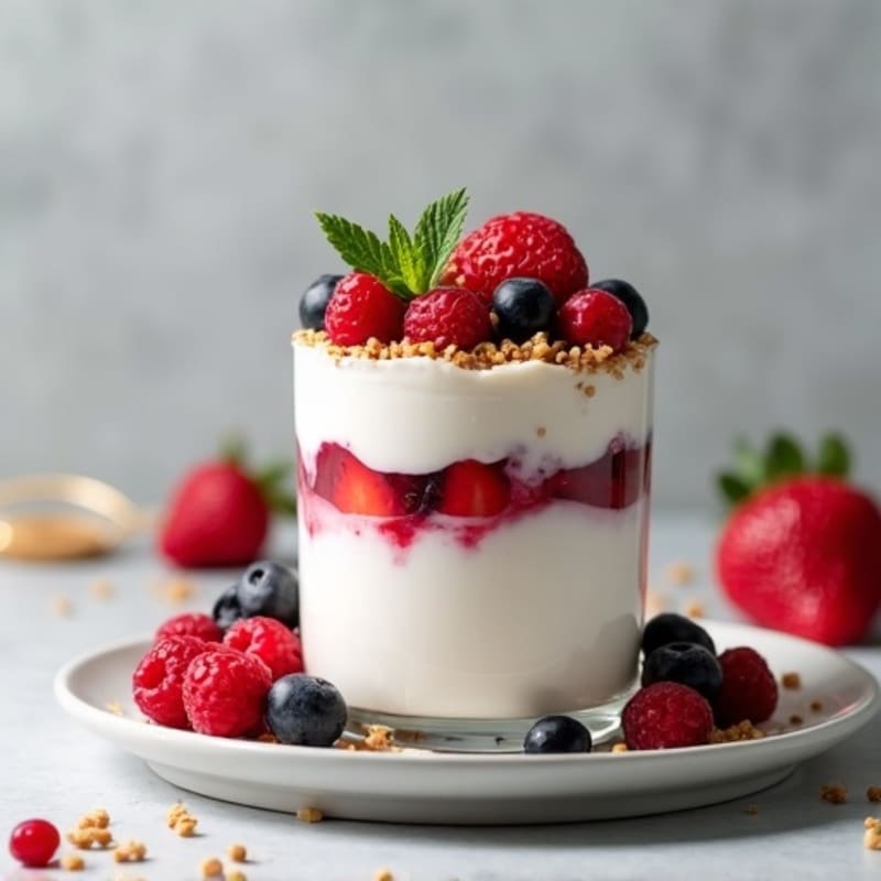Creamy Greek Yogurt Protein Parfait with Mixed Berries and Almond Butter