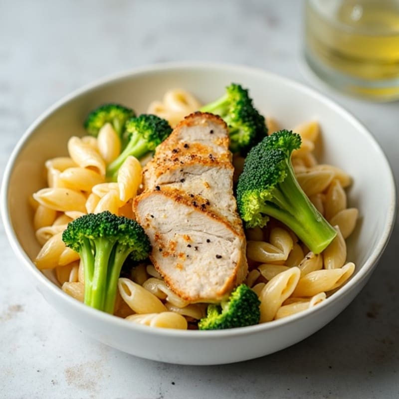Creamy Garlic Chicken and Broccoli Whole Wheat Pasta