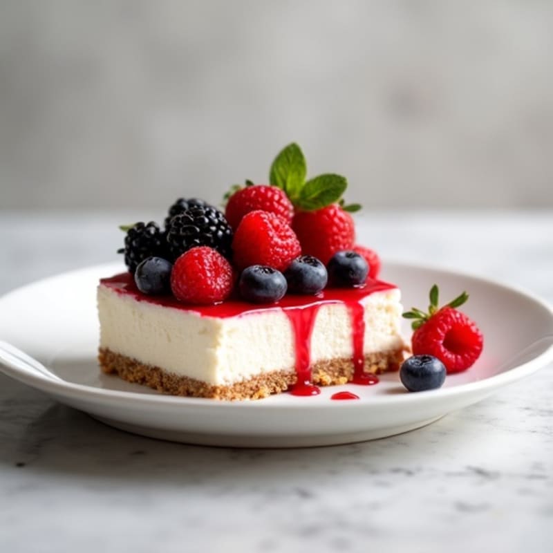 Greek Yogurt Protein Cheesecake with Mixed Berries