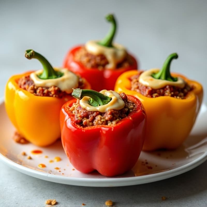 Stuffed Bell Peppers with Lean Turkey Pepperoni and Melty Mozzarella