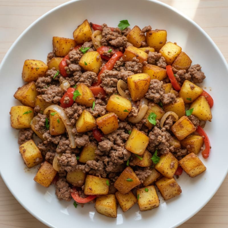 Ground Beef and Roasted Potato Hash