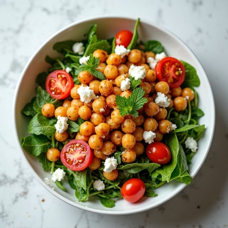Crispy Roasted Garbanzo Beans with Fresh Herb Salad