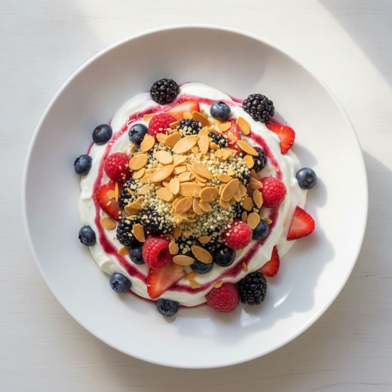 Greek Yogurt Protein Parfait with Mixed Berries