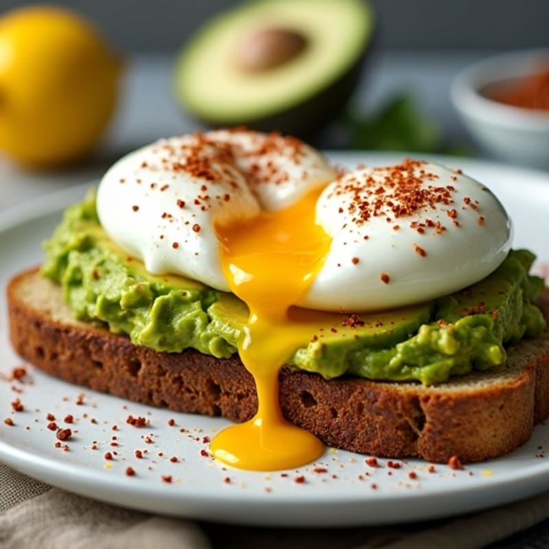 Rustic Whole Grain Sourdough Avocado Toast with Poached Eggs
