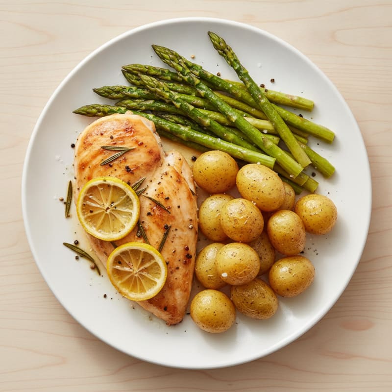 Lemon Herb Roasted Chicken with Asparagus