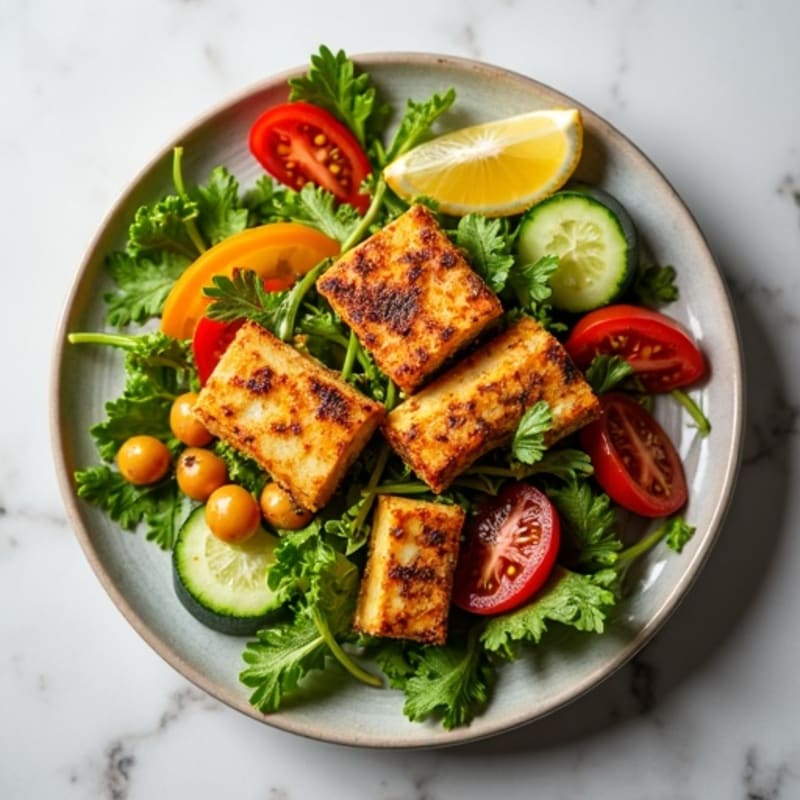Crispy Chickpea and Fresh Vegetable Power Salad with Zesty Lemon Herb Dressing