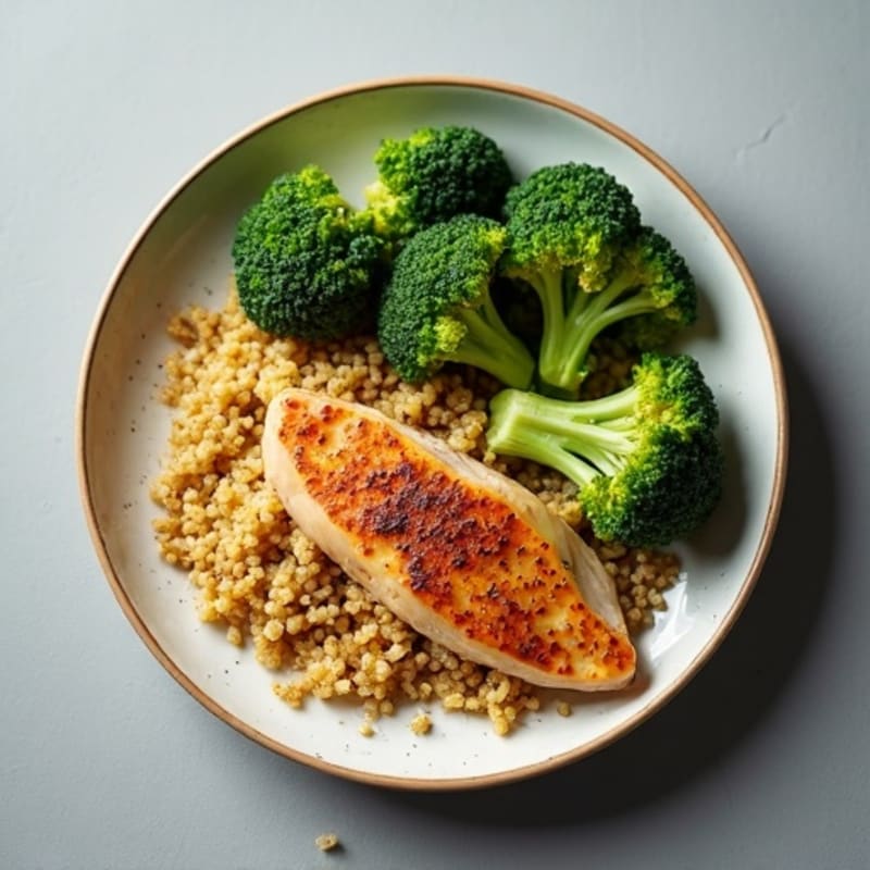 Pan Seared Turkey Breast with Roasted Broccoli and Quinoa
