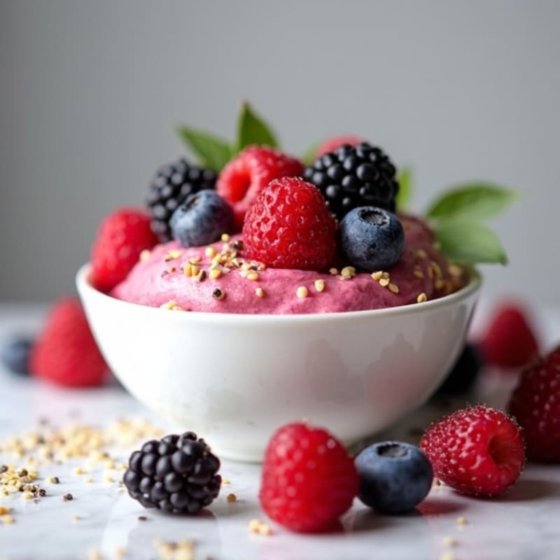 Greek Yogurt Protein Mousse with Mixed Berries