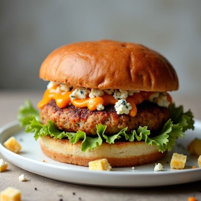 Lean Buffalo-Spiced Turkey Burgers with Blue Cheese