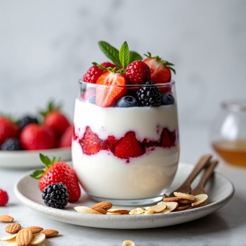 Greek Yogurt Protein Parfait with Mixed Berries