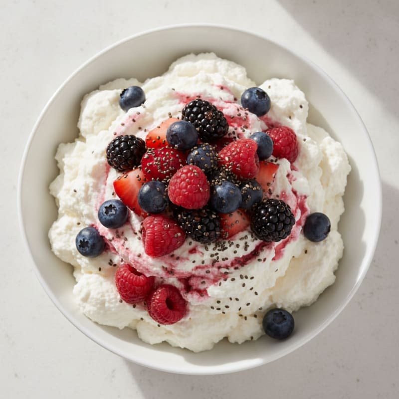 Greek Yogurt Protein Mousse with Mixed Berries