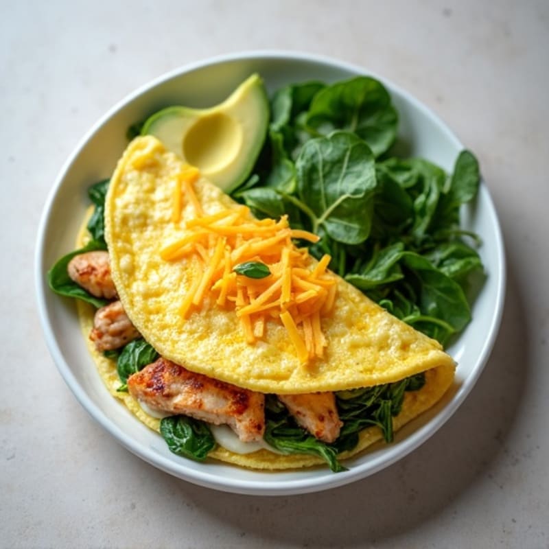 Chicken Egg White Omelet with Spinach and Cheddar