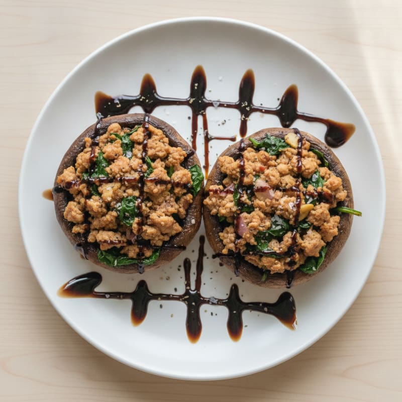 Herb-Stuffed Portobello Mushrooms with Balsamic Glaze