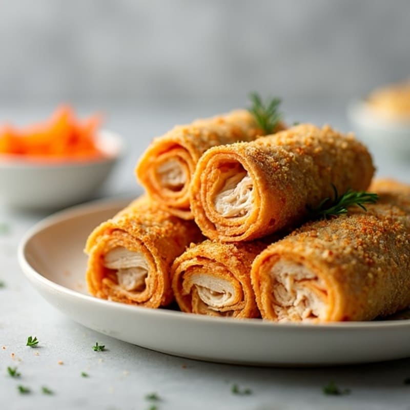 Crispy Baked Shredded Chicken Rolls