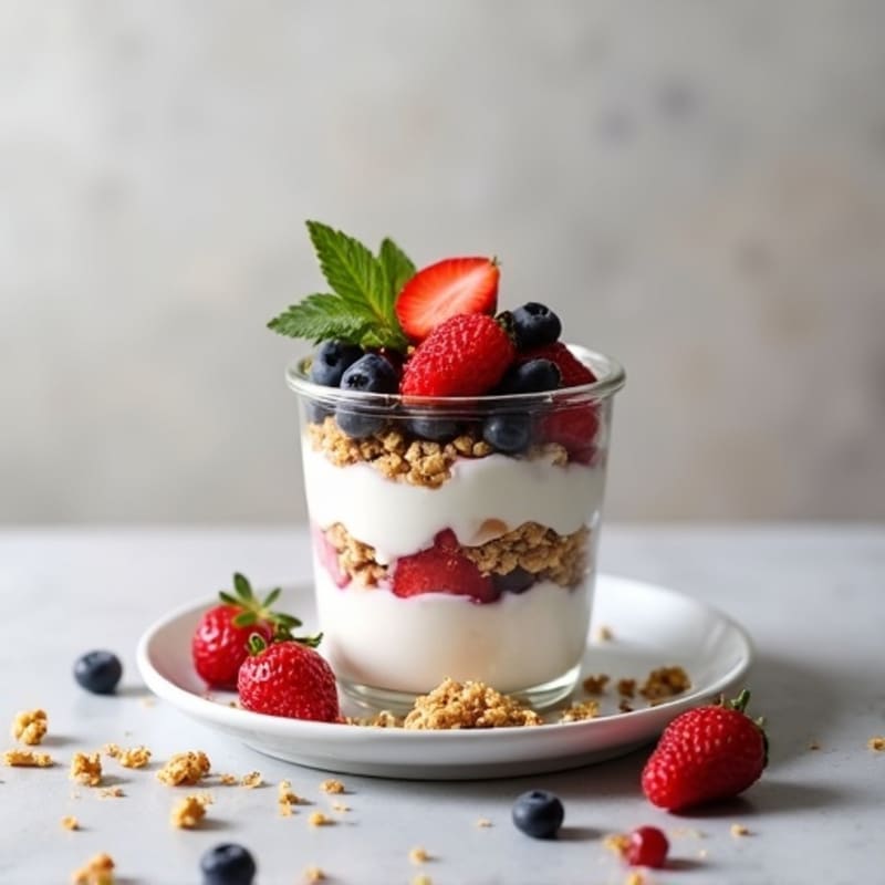 Greek Yogurt Parfait with Mixed Berries and Protein Granola