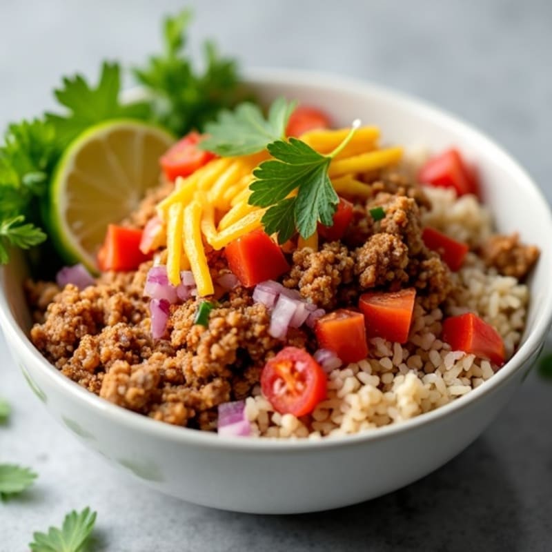 Lean Ground Turkey Taco Bowl with Fluffy Jasmine Rice