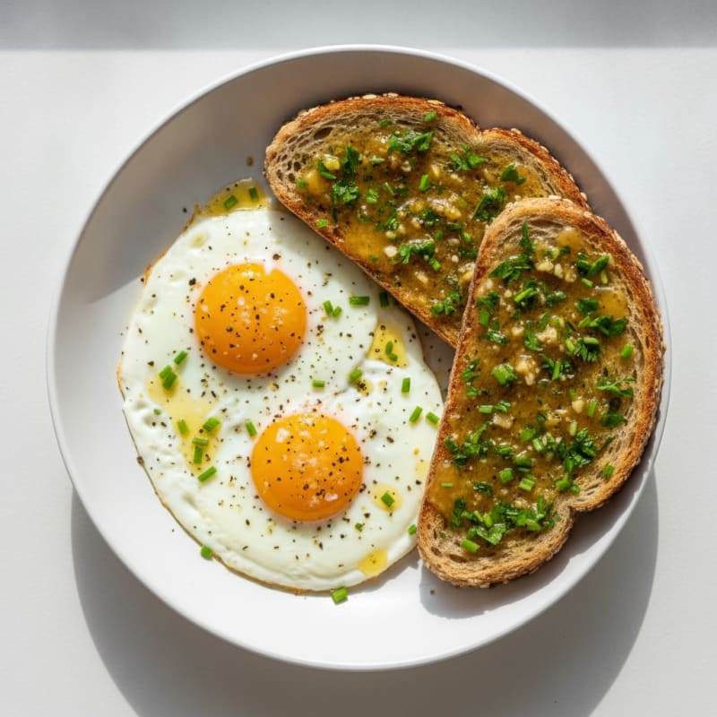 Baked Eggs with Herb Butter Toast