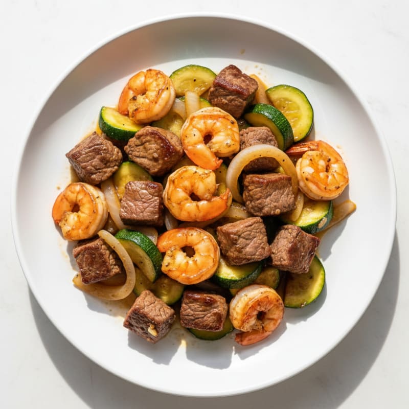 Smoky Ginger-Garlic Hibachi Steak and Shrimp
