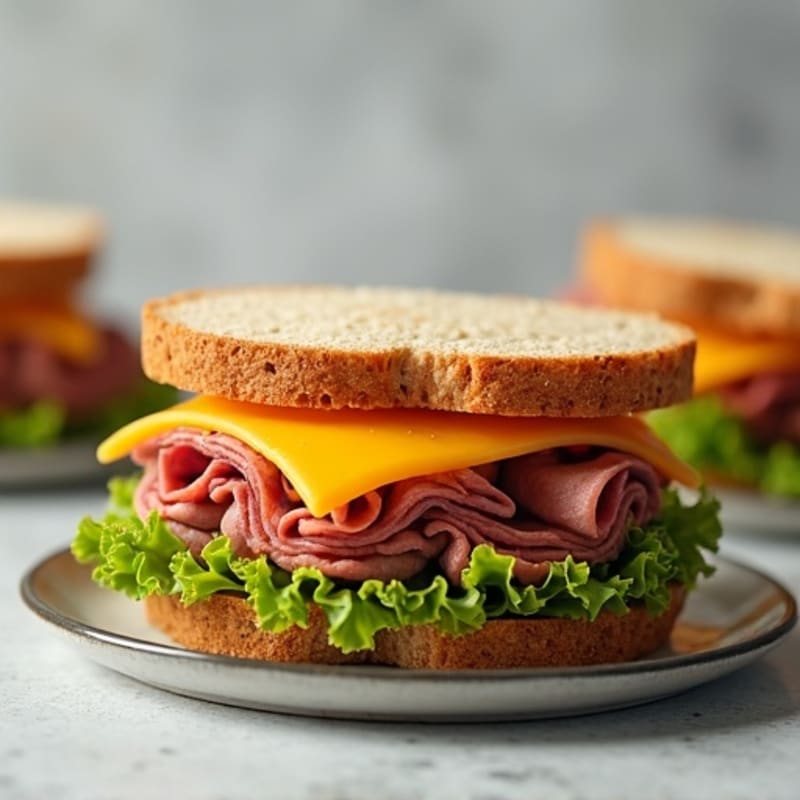 Hearty Lean Roast Beef and Sharp Cheddar Whole Grain Sandwich