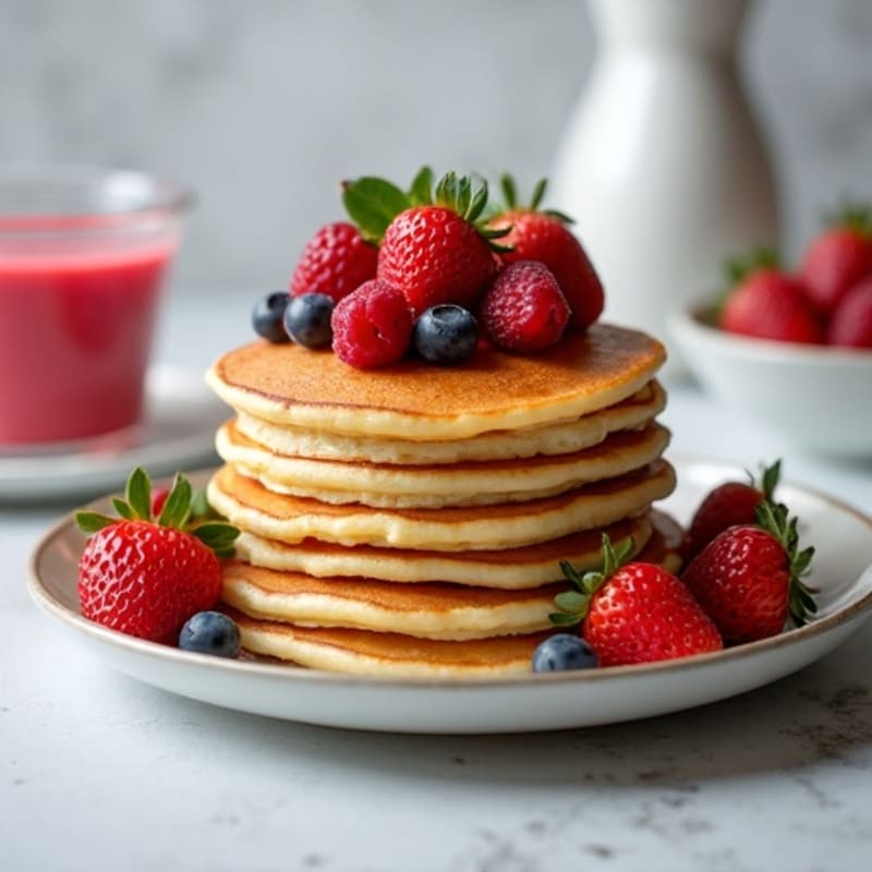 Cottage Cheese Protein Pancakes with Mixed Berries