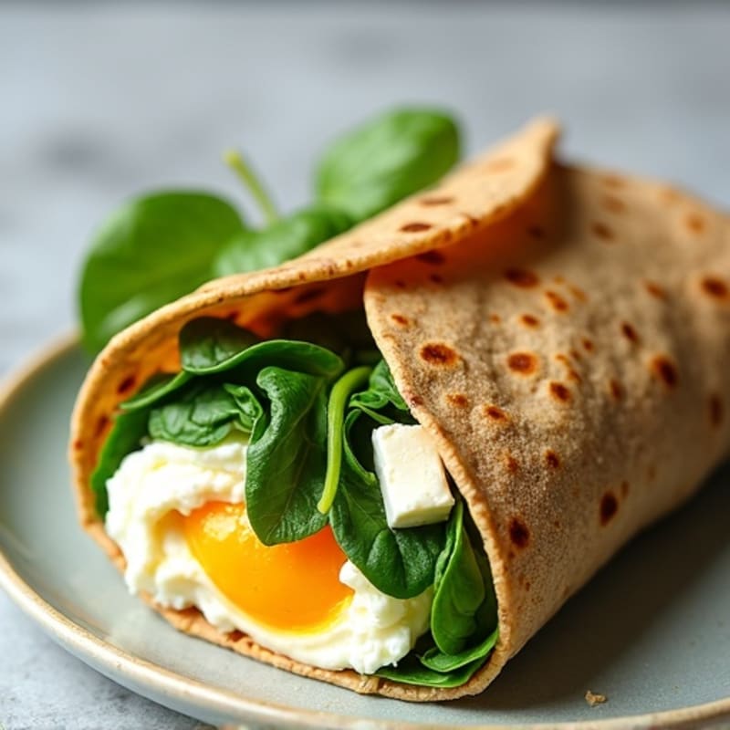 Fluffy Egg White Spinach Feta Wrap