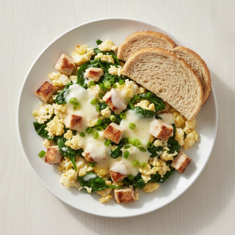 Egg White and Chicken Breast Scramble with Low-Fat Cheese
