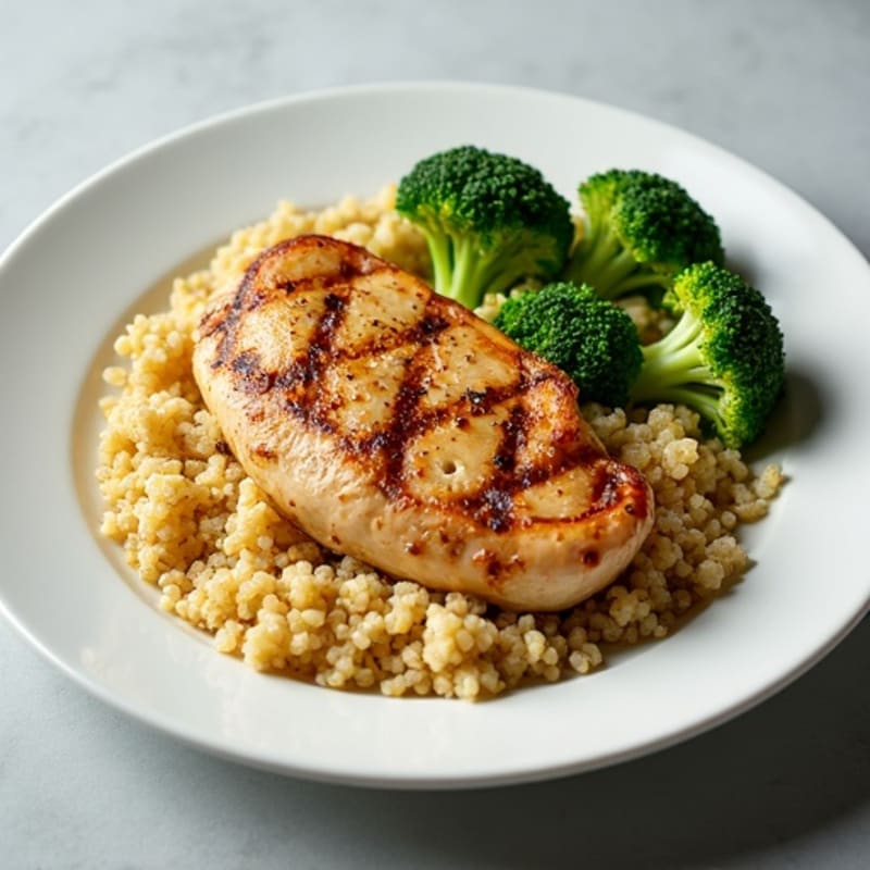 Grilled Chicken Breast with Quinoa and Steamed Broccoli