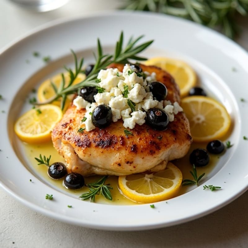 Lemon-Herb Roasted Chicken Thighs with Feta and Olives