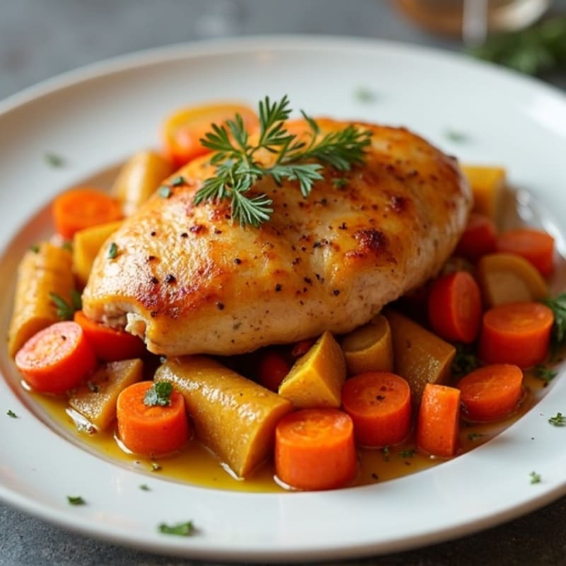 Baked Pumpkin Spice Chicken with Roasted Root Vegetables