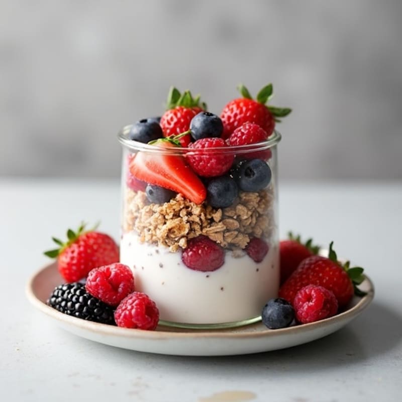 Greek Yogurt Parfait with Mixed Berries and Chia Seeds