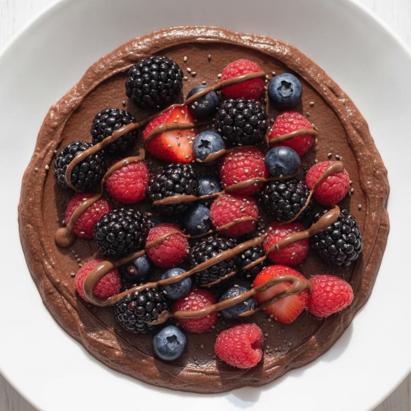 Silky Chocolate Protein Pudding with Mixed Berries