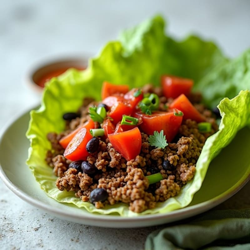 Spicy Lean Ground Beef and Black Bean Lettuce Wraps